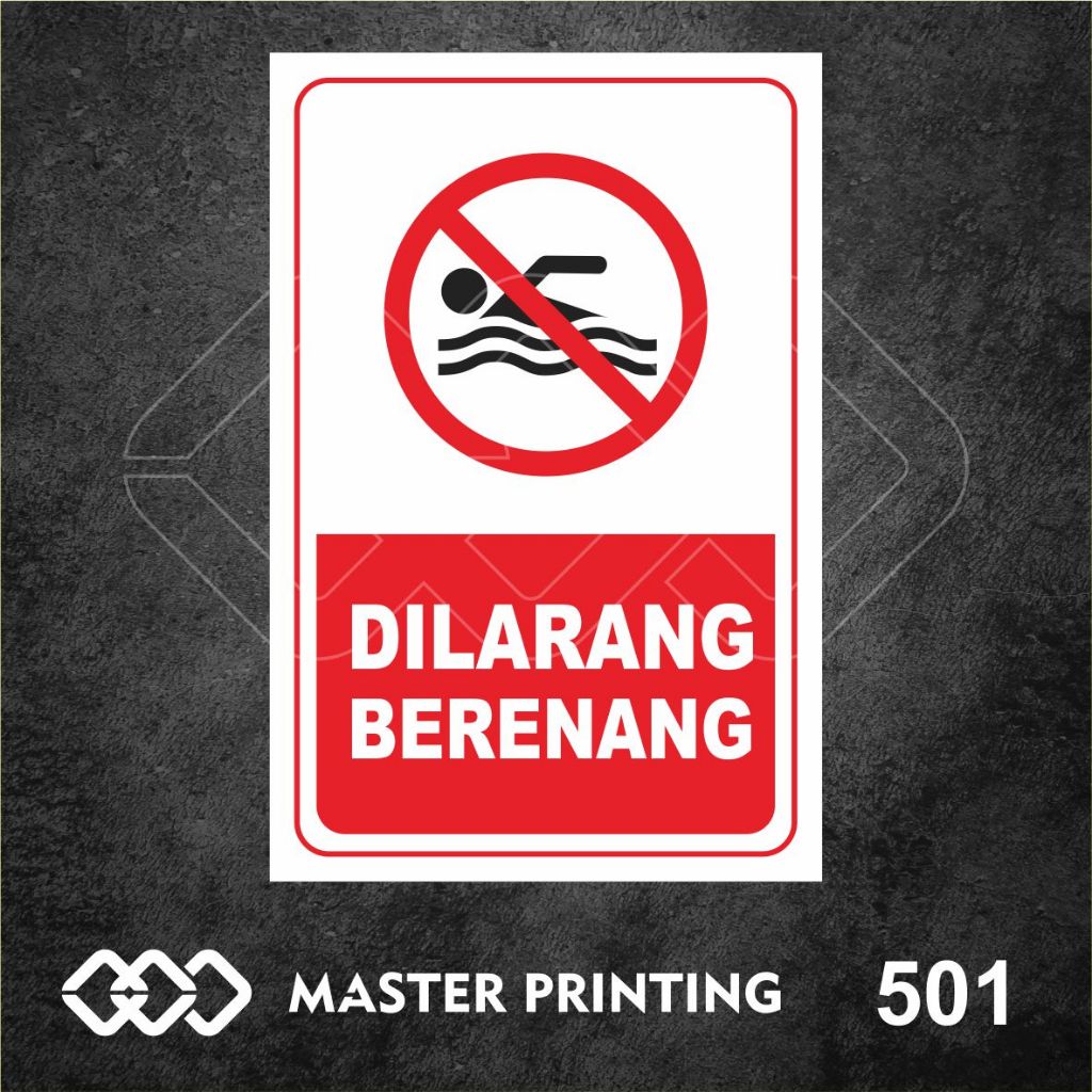 

501 - Stiker Dilarang Berenang, Sticker Vinyl, Premium, Tahan Air, Termurah, dan Bisa Custom