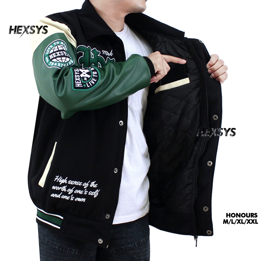 New Product Bossque X Hexsys- Honours Jaket Varsity Original Bordir Kremlin Baseball Racing Varsity