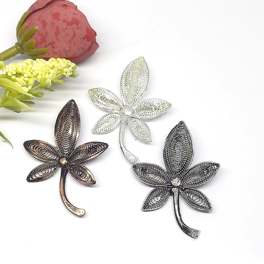 Bros Filigree Kebaya Jilbab Handmade Tembaga Krom Perak Asli Kotagede ID060