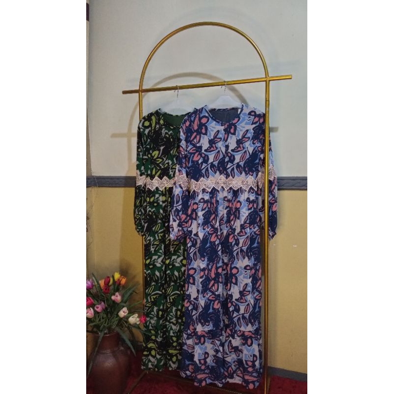 Gamis Sifon Ceruti Bunga Premium