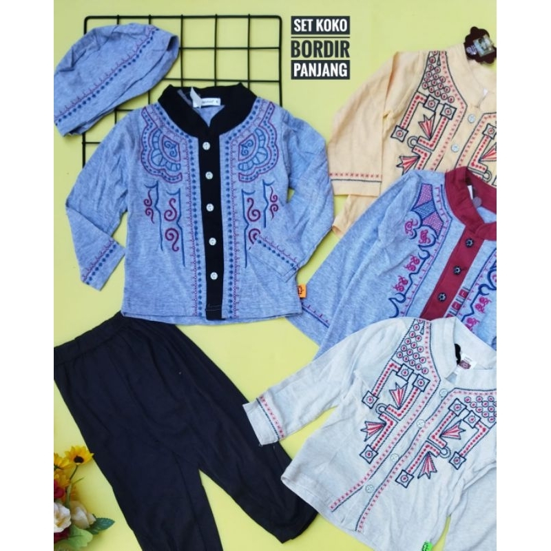 SET KOKO BORDIR PANJANG PREMIUM HIPOFANT (1-3 thn)