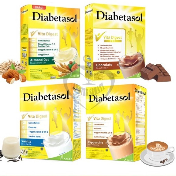 

Diabetasol Vanila,Coklat,Almond Oat 170 gr