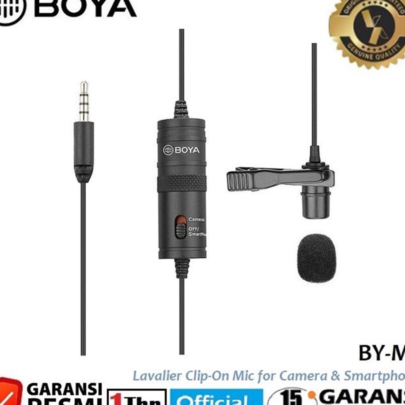 Terbaik BOYA BYM1 Lavalier Clip On Mic Microphone for DSLR Camera Smartphone Camcorder PC