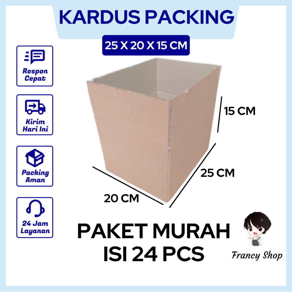 

Kardus Box Ukuran 25x20x15 cm Kotak Packing Packaging Polos