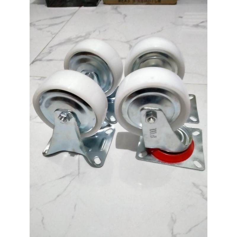 roda troli 4 inchi putih roda lori nilon 4 inchi satu set 4pcs