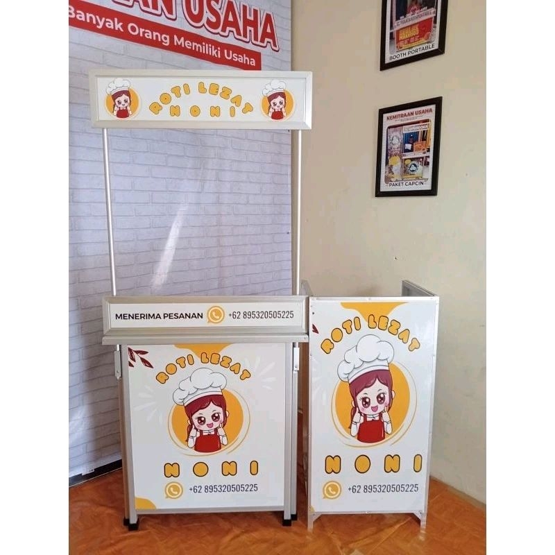 Booth Portable 80x50 dengan Meja Kompor 1 Tungku 40x50 Bisa dilipat