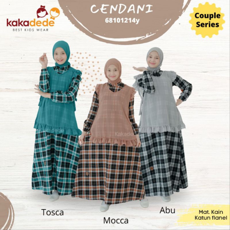 Gamis Setelan Outer dan Pasmina Anak/Tanggung/Remaja Perempuan sz 6-14 Cendani Kakadede model kain F