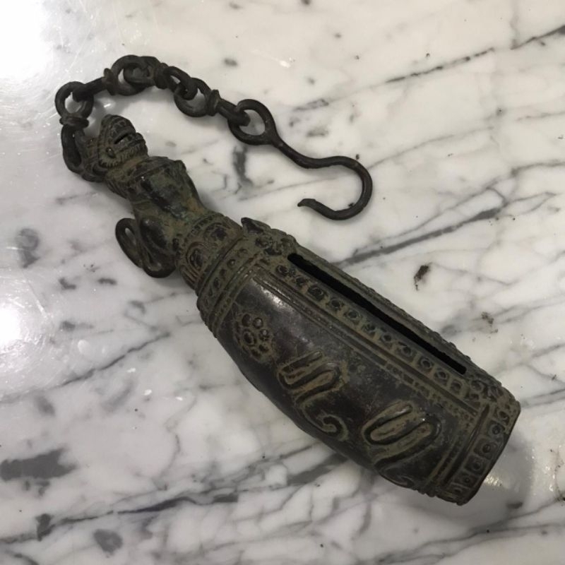 Kentongan Perunggu Ukir Primitif Jawa Tua Lawas