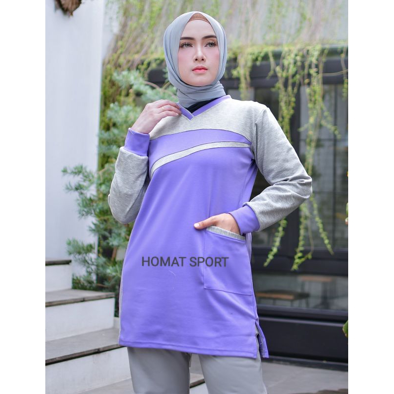 BAJU ATASAN TUNIK MUSLIMAH/atasan tunik muslimah wanita kantong samping(paragon)