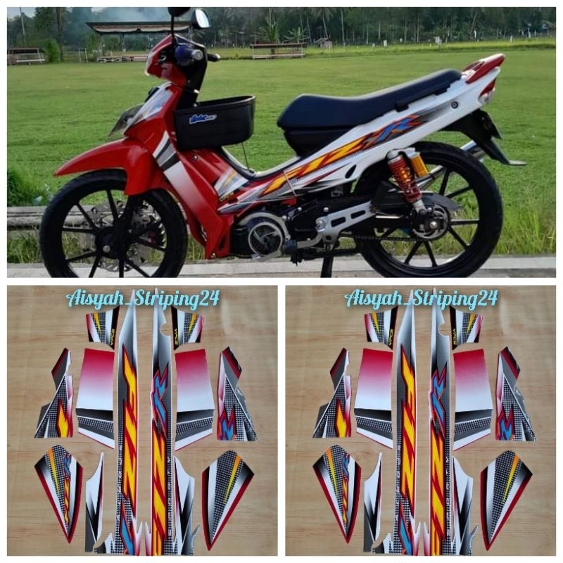 STIKER STRIPING & LIS BODY F1ZR FIZR TAHUN 2004 PUTIH-MERAH