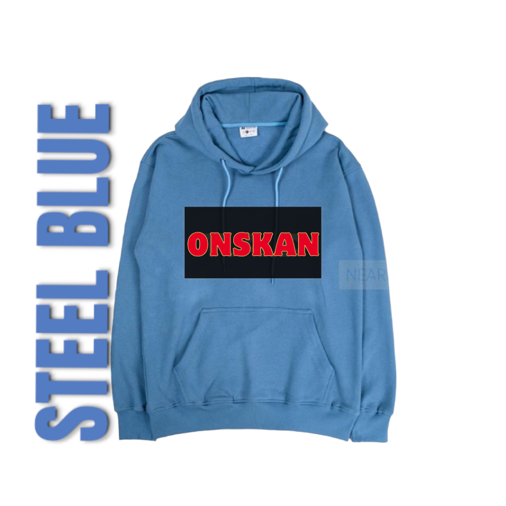 Onskan Sweater Hoodie Pria Wanita Steel Blue