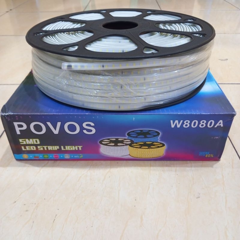 POVOS Lampu LED Strip Selang SMD 5050 IP65 AC 220V 120 Mata LED