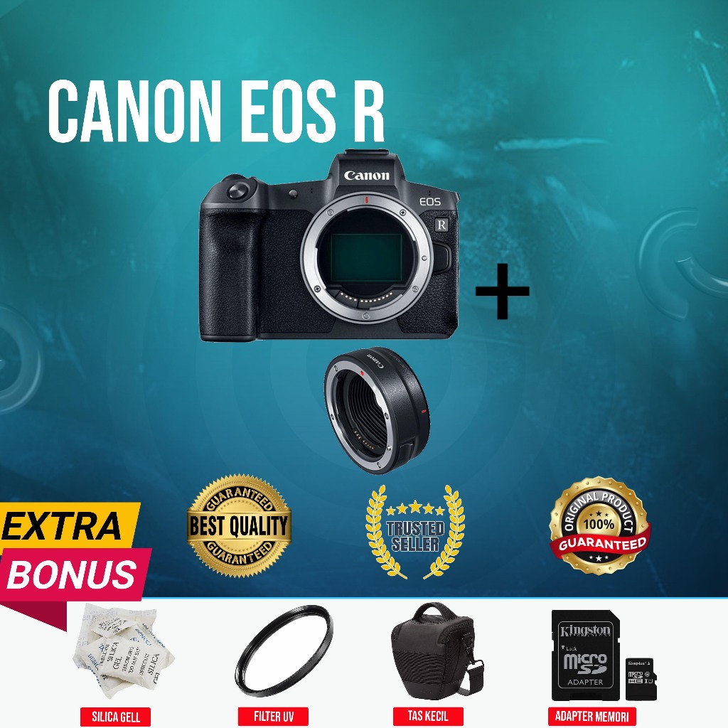 [GUBUK KAMERA] MIRRORLESS CANON EOS R BODY ONLY + ADAPTER EF=EOS R NORMAL MULUS MURAH (SECOND)