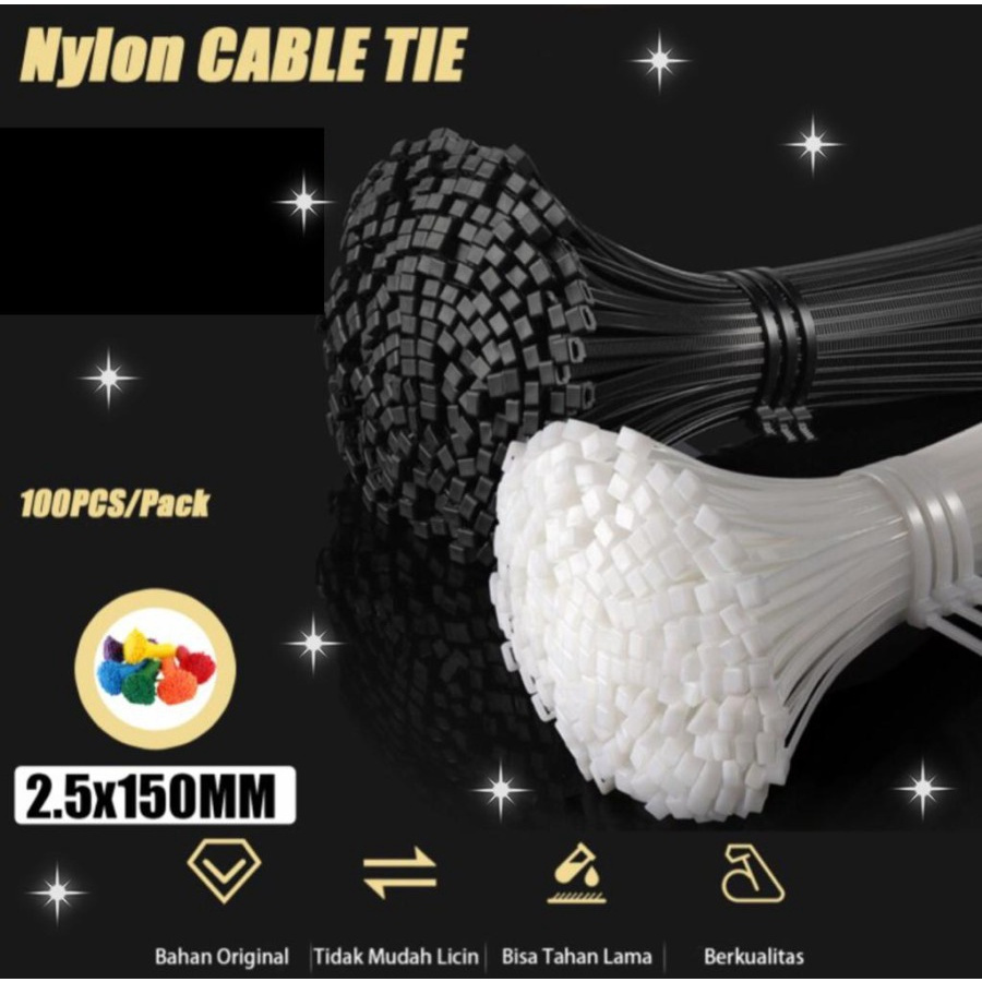 

Kabel Ties Cable Tie 2.5 x 150mm (15cm) Kabel Tis Kabel Ti