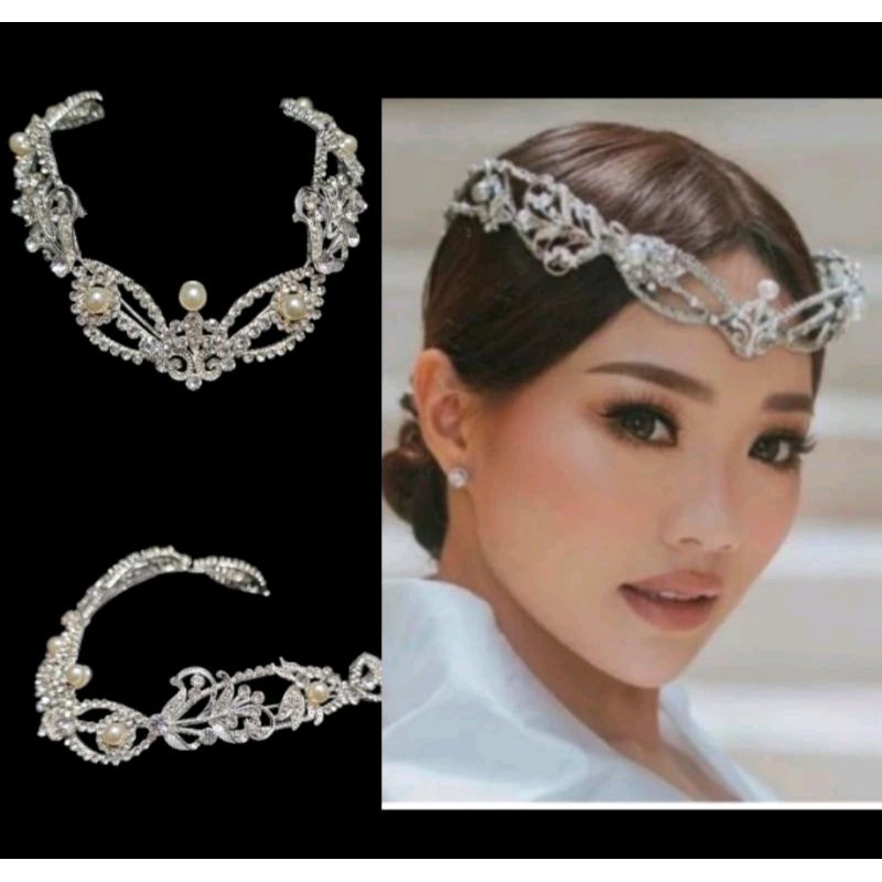 Erlita headpiece hiasan dahi mutiara crystal