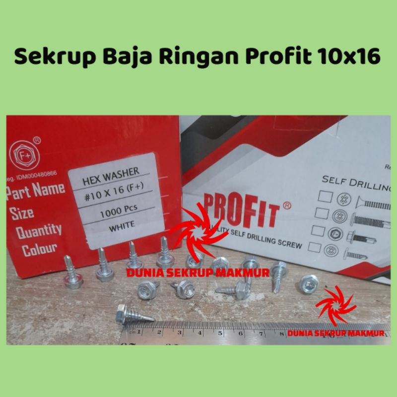 (100 pcs) Skrup / Sekrup Baja Ringan Roofing Profit 10x16