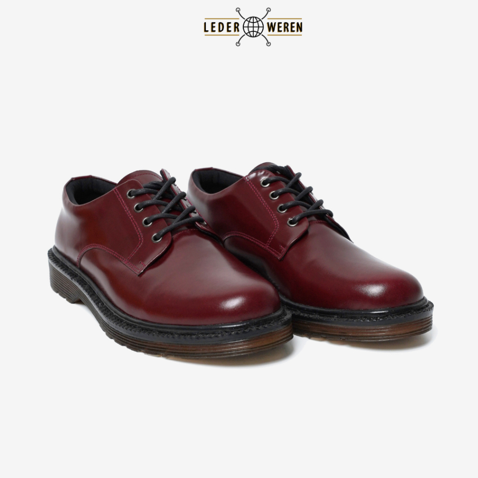 	 Lederweren - Leder Derby 2 Burgundy - Sepatu Kulit Formal Pria	