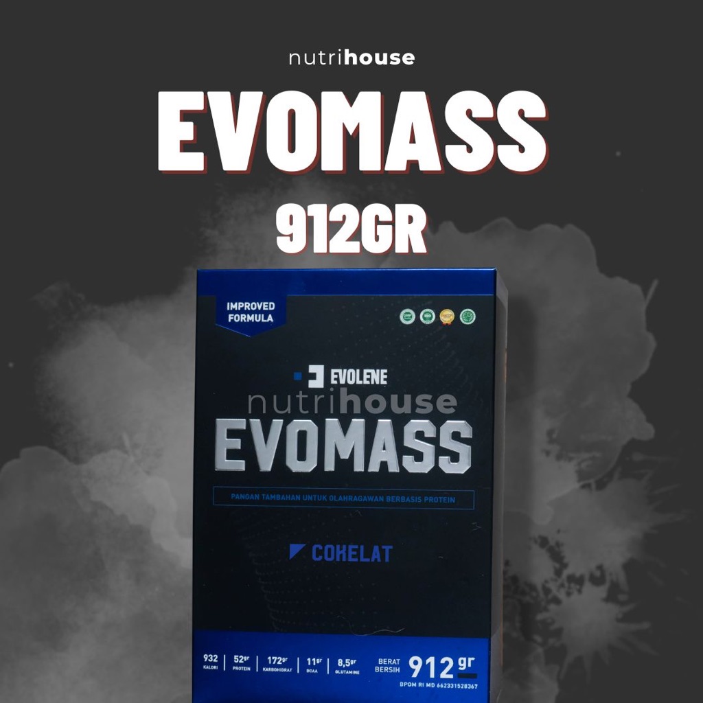 ORIGINAL Evomass Evolene 912gr 2lbs Evo Mass Gainer Nutrihouse Evolene Medan