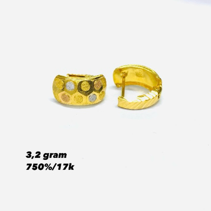 anting emas jepit fashion 750%/17k