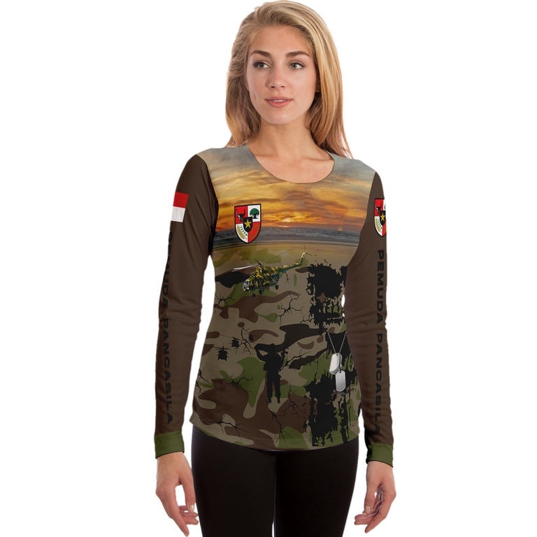 kaos wanita lengan panjang pemuda pancasila | atasan wanita pemuda pancasila | kaos pemuda pancasila