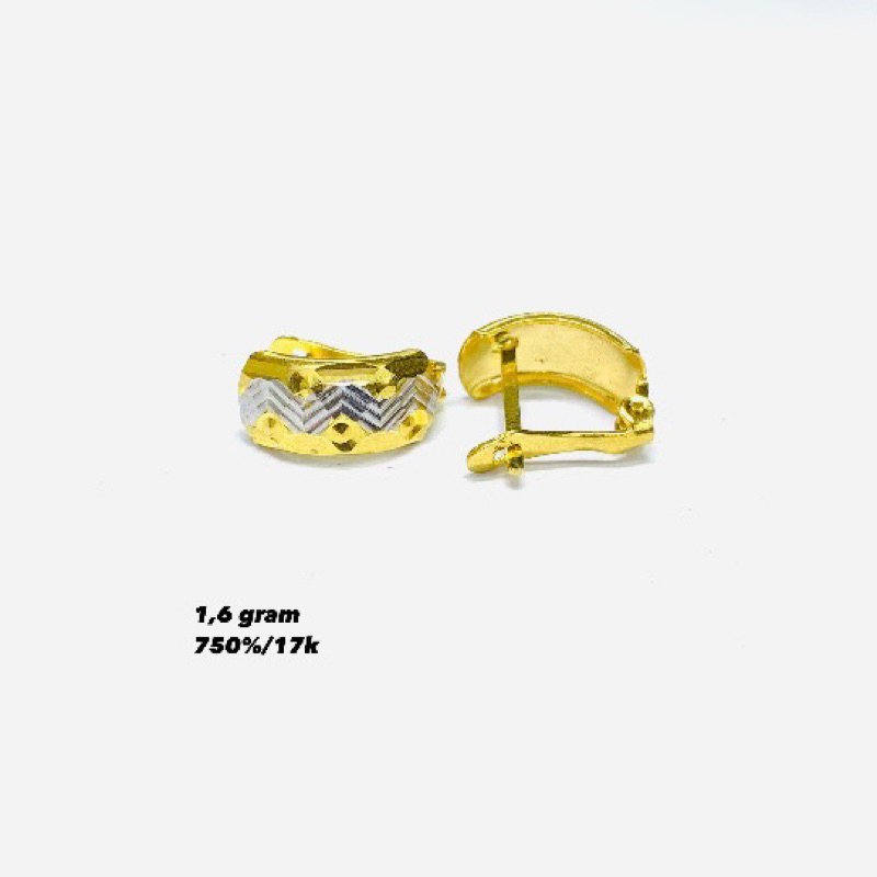 anting emas jepit fashion 750%/17k