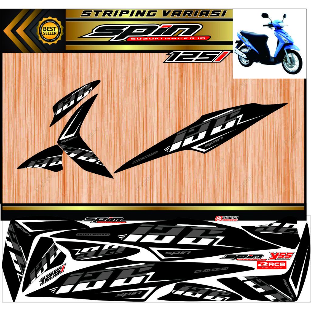 Stiker spin 125 / STRIPING MOTOR SPIN 125 /polet motor spin stiker motip angka