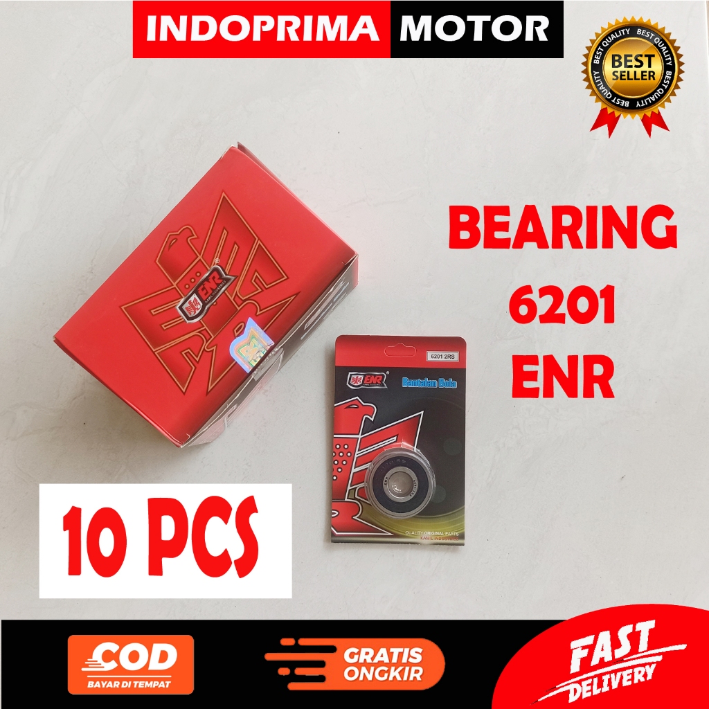 ISI 10 PCS ENR BEARING 6201. LAHAR 6201 2RS RODA DEPAN HONDA BEBEK DAN MATIC