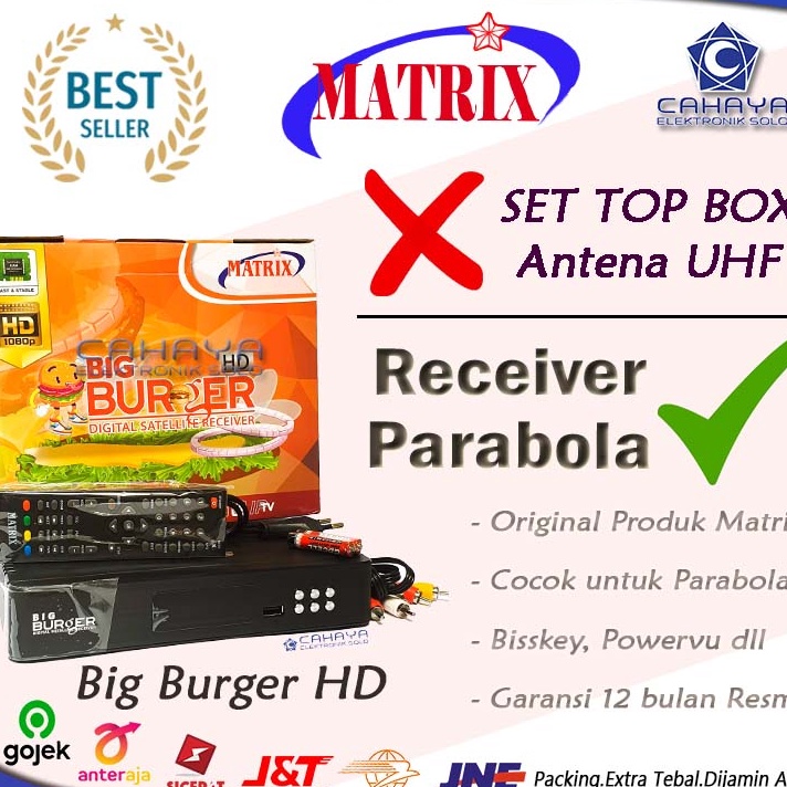 Penawaran Terbaru  Receiver PARABOLA Matrix Burger HD Mpeg4 FTA Powervu Bisskey Android
