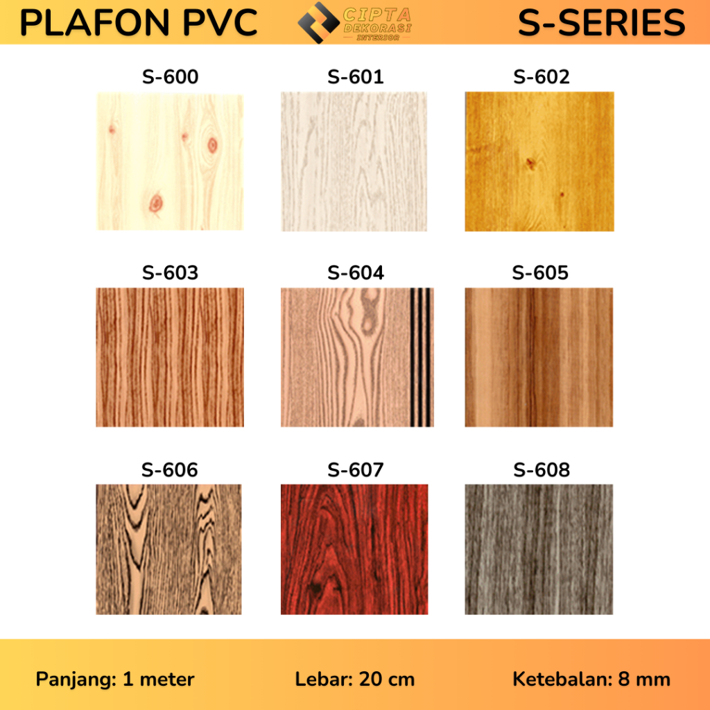 [S-SERIES] PLAFON PVC High Quality Banyak Pilihan Motif  ANTI AIR, ANTI RAYAP dan NON Flameable