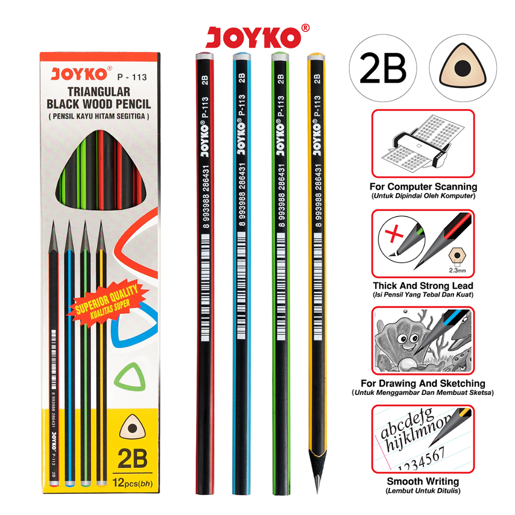 

(12pc) Pencil Pensil Joyko P-113 2B