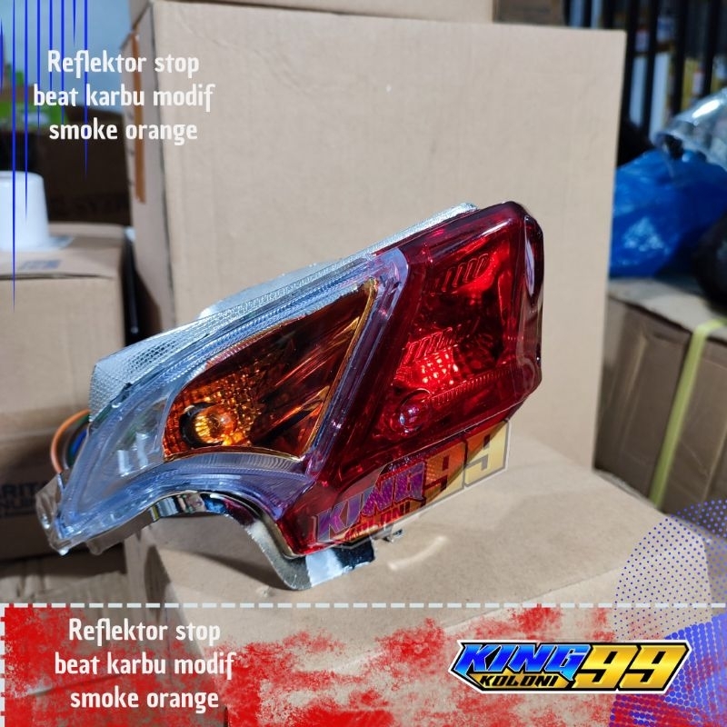 Lampu stop beat karbu modif smoke orange