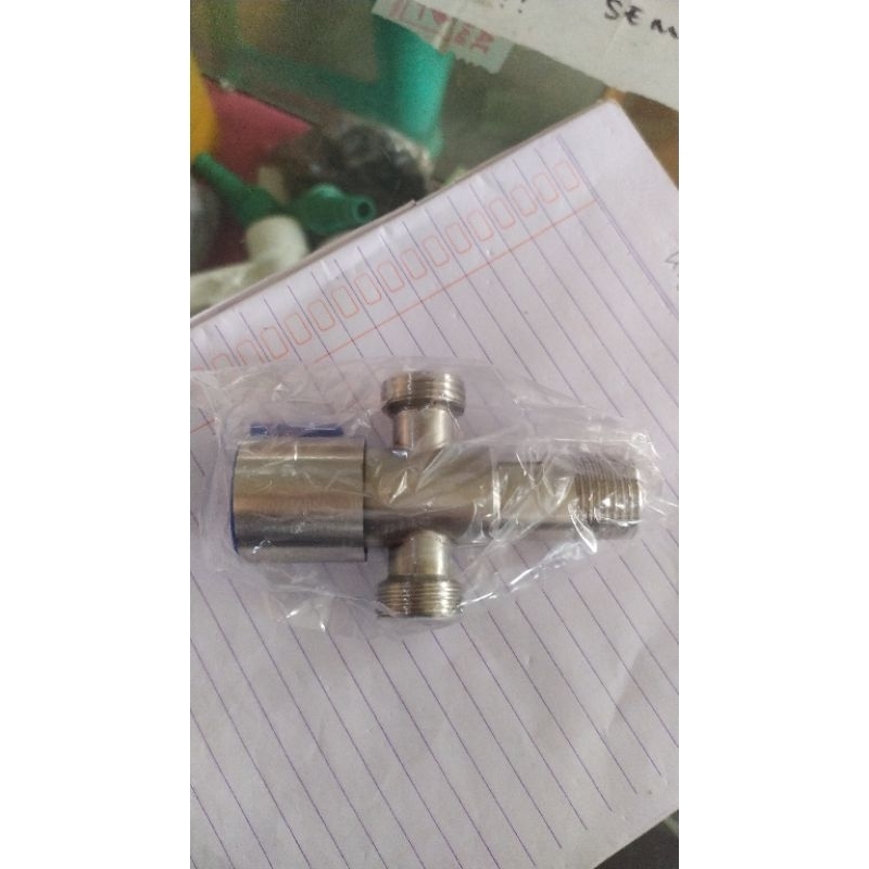 Stop kran air cabang T Stenlis 1/2 inch / T closet
