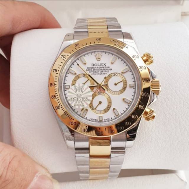 Jam tangan Rolex Daytona Silver kombi Gold 41Mm Limited Edition