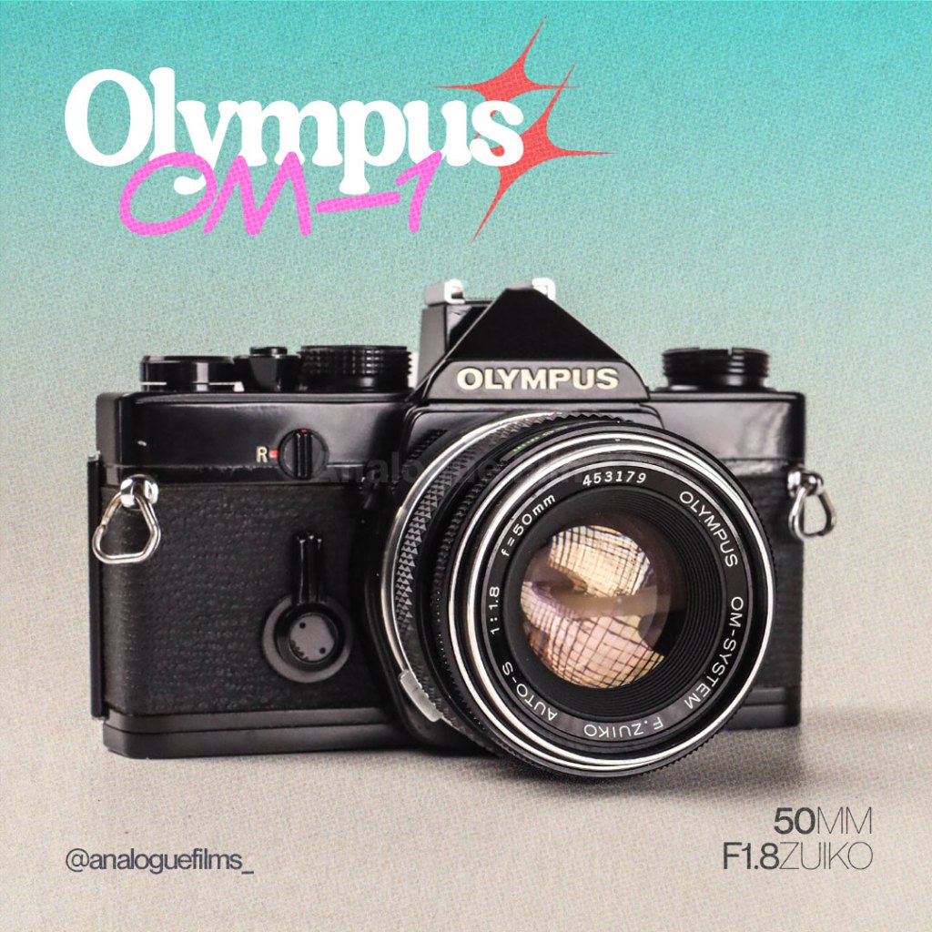 Kamera Analog Olympus OM-1 OM1 Black kit 50mm f1.8 Zuiko Super Mulus 