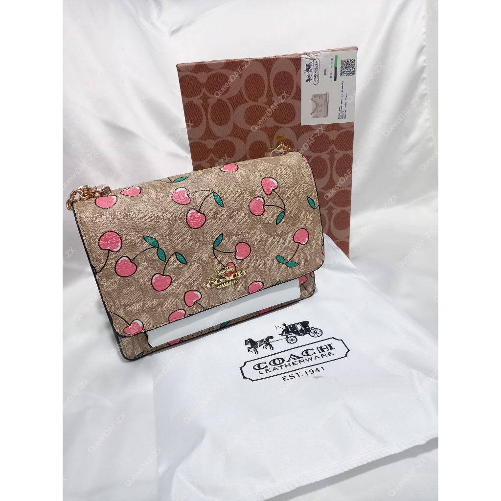 Tas Selempang Coach Cherry White Pink + Box Tas Mini Import Murah Berkualitas Slingbag mini Wanita T