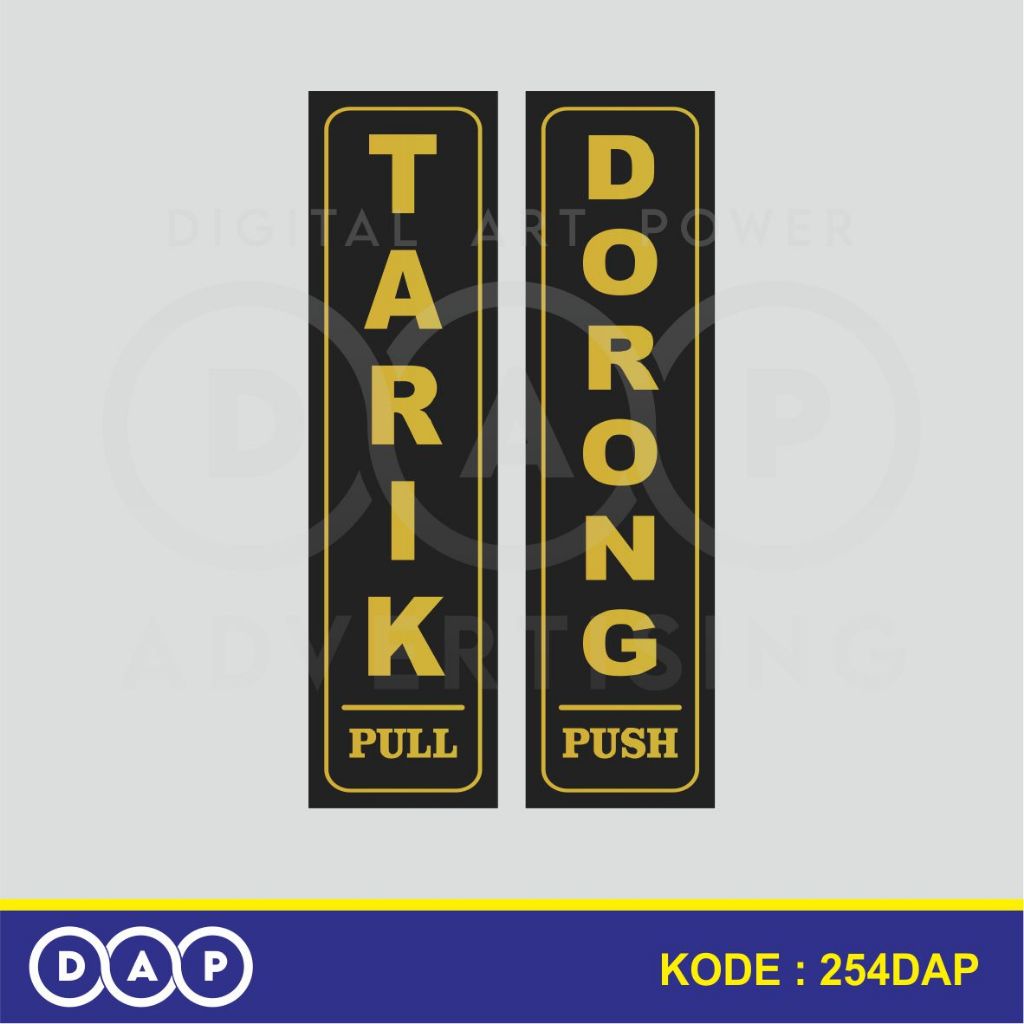 

254 - STIKER LABEL ARAH BUKA PINTU TARIK DORONG (GOLD EDITION) - 5 X 19 CM - VYNIL - TERBAIK