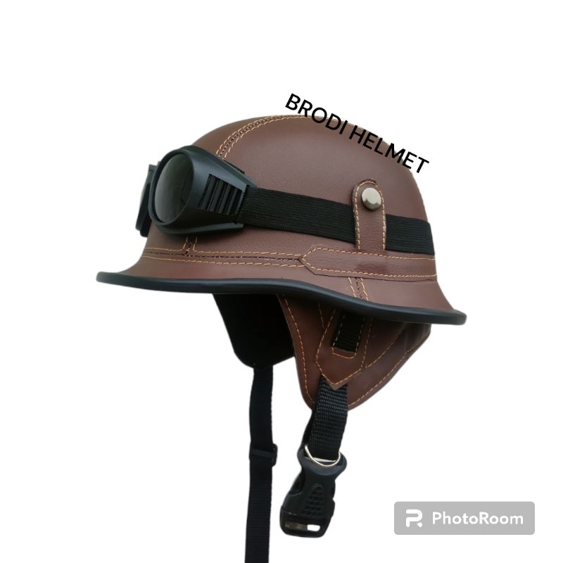 Helm jadul retro clasik trobosan baru model unik kulit sintetis untuk dewasa fariasi kaca mata//helm