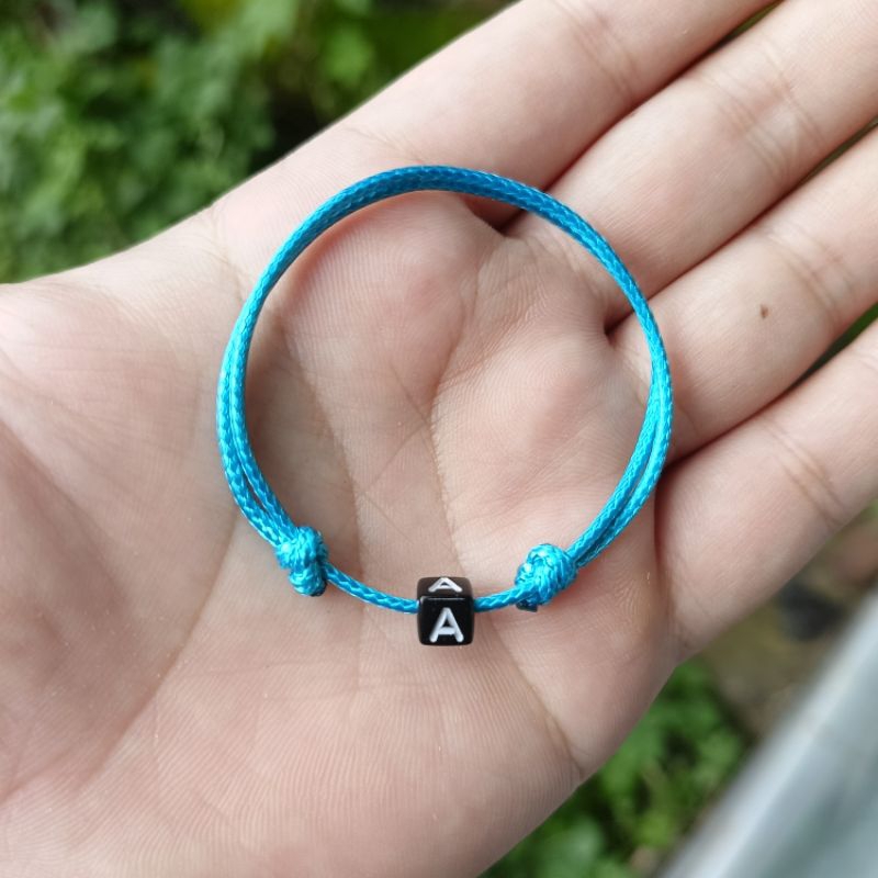 Gelang inisial nama Gelang tali korea Gelang huruf Gelang tali biru