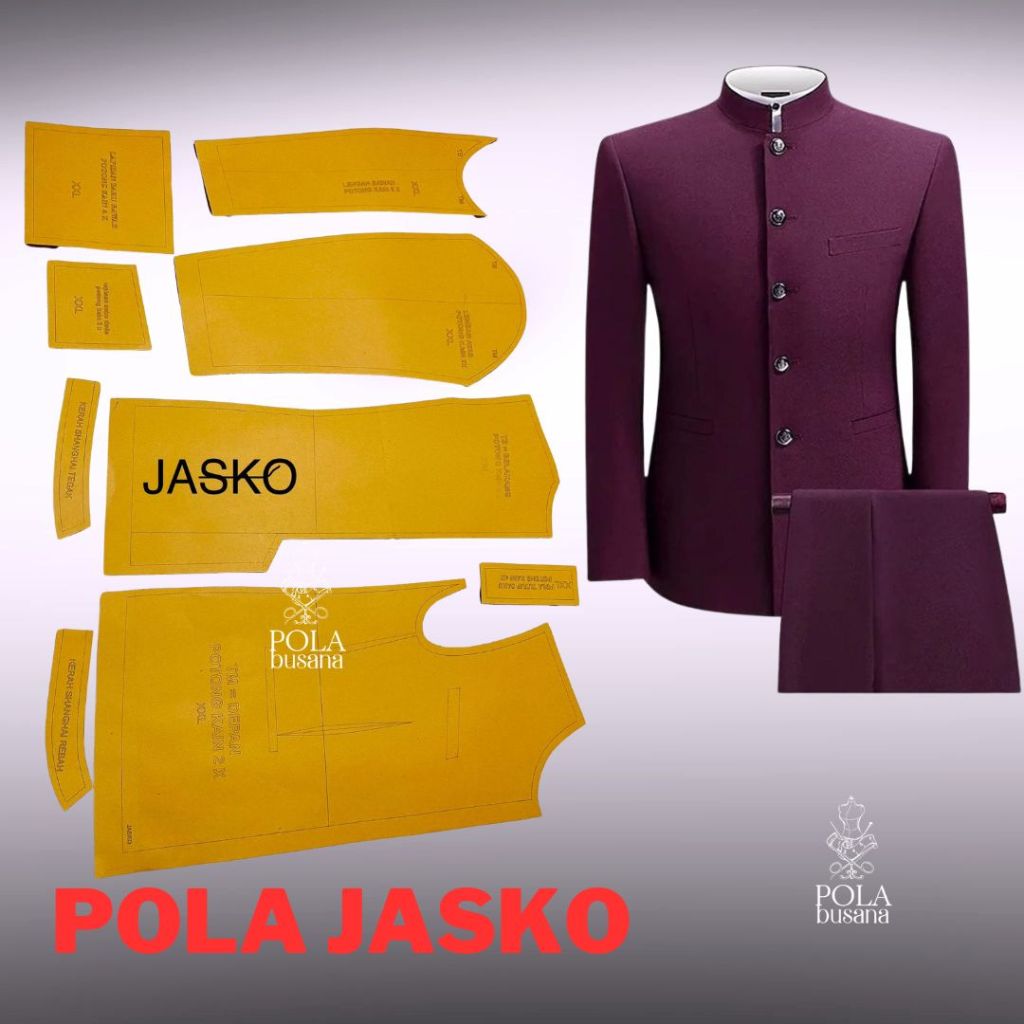 POLA JAHIT JAS KERAH KOKO DEWASA pola instan siap pakai