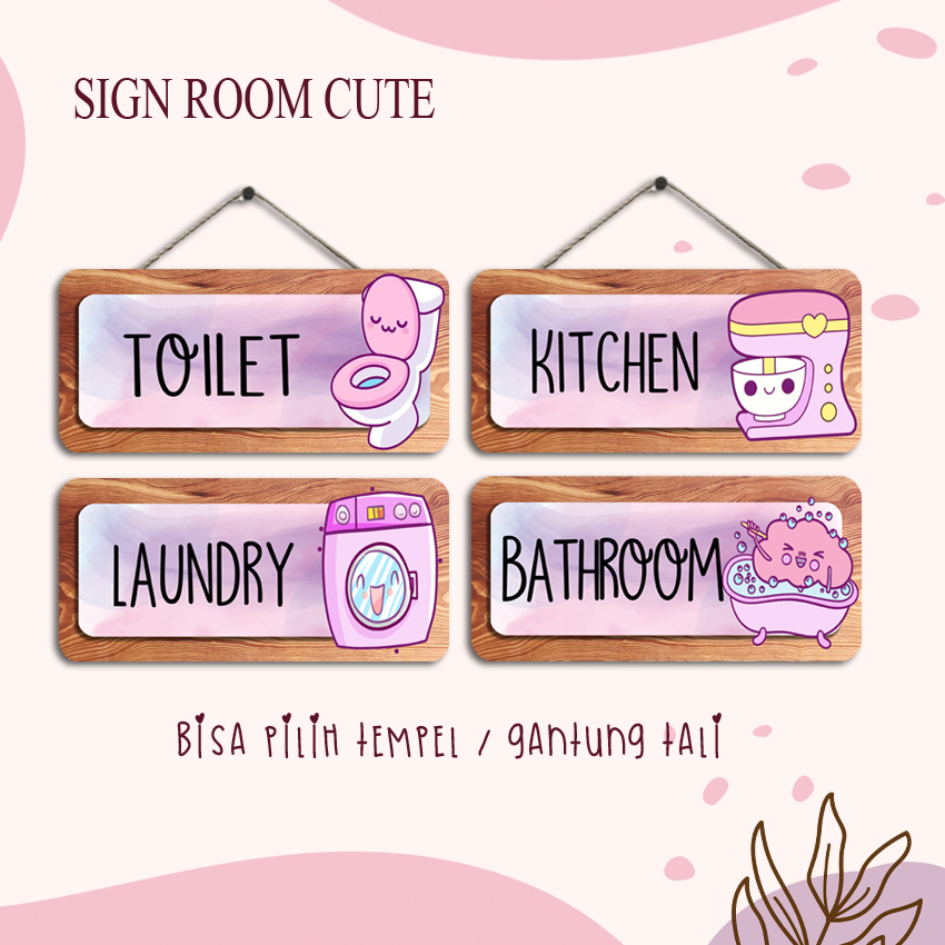 Papan Tulisan Kitchen Laundry Toilet Musholla Sign Signage Gantungan Pintu Penunjuk ruang