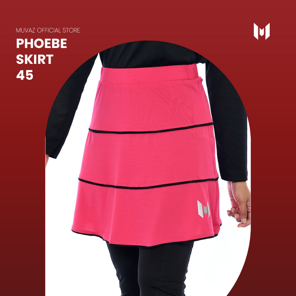 Muvaz Phoebe 45 - Rok Olahraga Wanita Model Payung Bergaris Panjang 45 cm