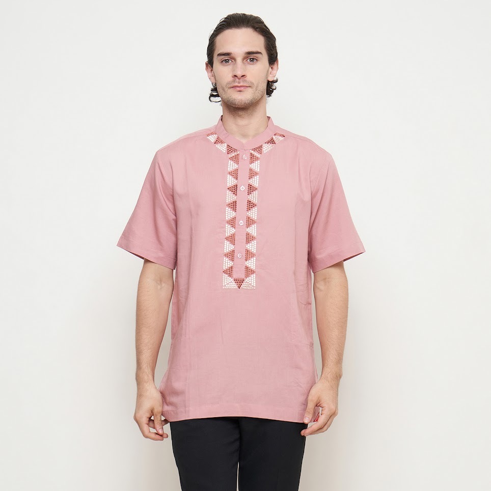 Preview Baju Koko Pria Lengan Pendek Pink By Itang Yunasz Limited - 3058