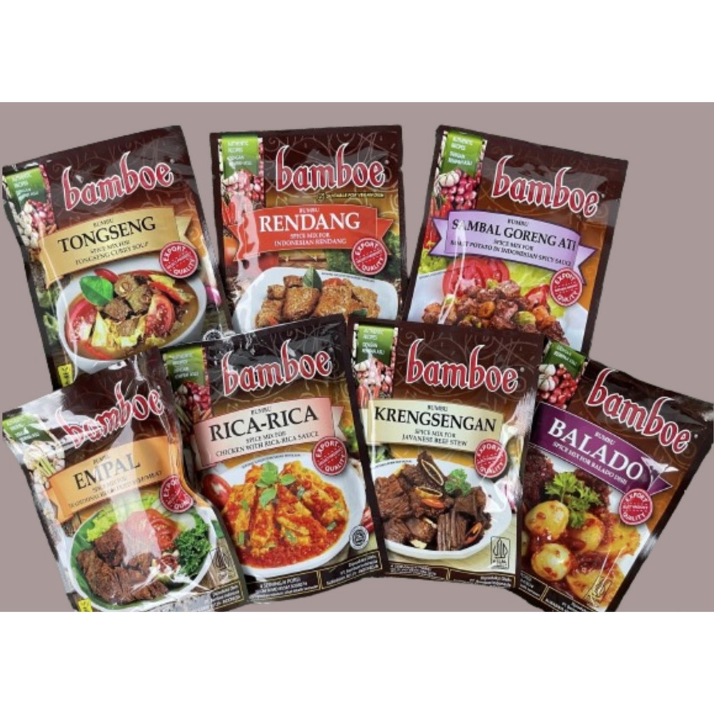 

Bamboe EXPORT QUALITY Bumbu Masak Instan Seri Daging [Tongseng, Rendang, SambalGorengAti, Empal, RicaRica, Krensengan, Balado] HALAL