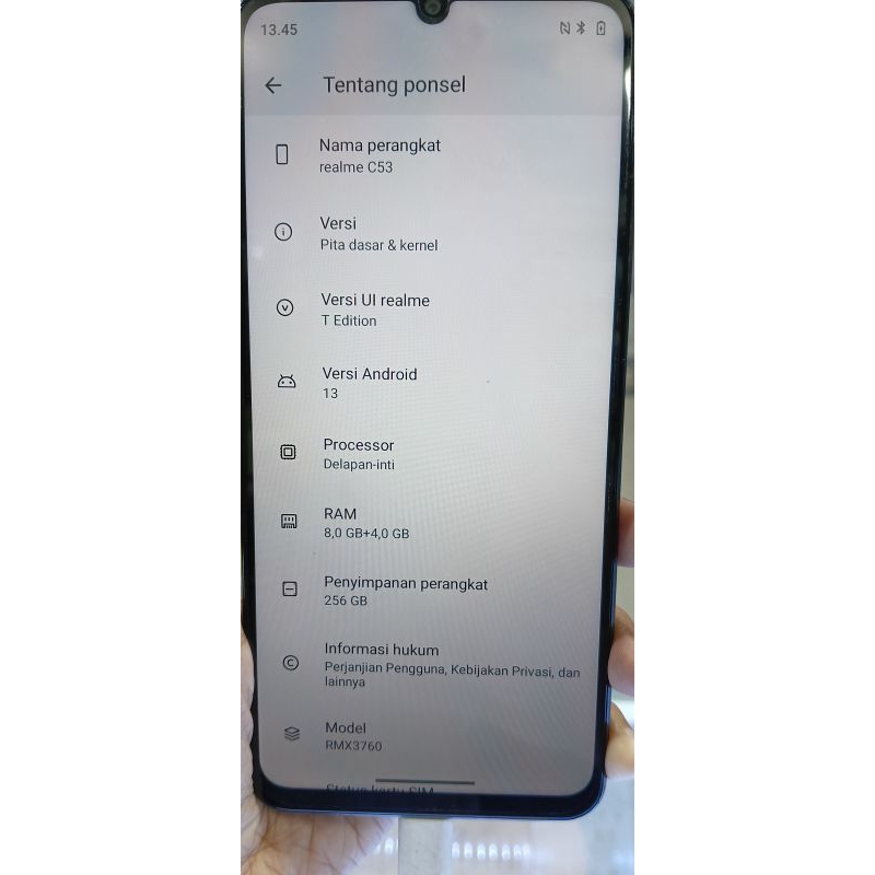 seken realme C53 ram 8GB rom 256GB