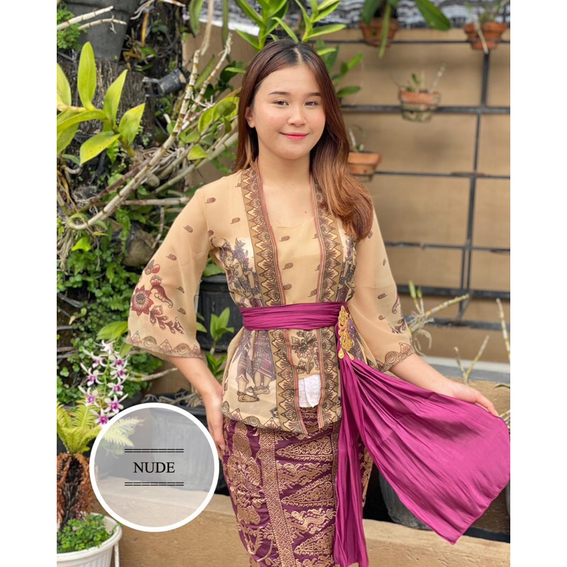 *KEBAYA JADI SUTRA CREF LUKIS MOTIF WAYANG LENGAN LONCENG*