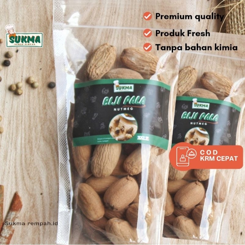 

Nutmeg Biji Pala Kupas Lonjong Asli 100 gram Premium Quality / JSR Rempah Herbal & Bumbu Dapur Masak