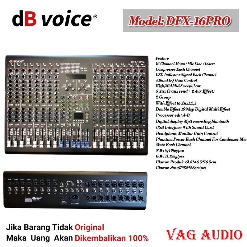 MIXER DB VOICE DFX-16PRO, MIXER 16 CHANNEL DFX16PRO