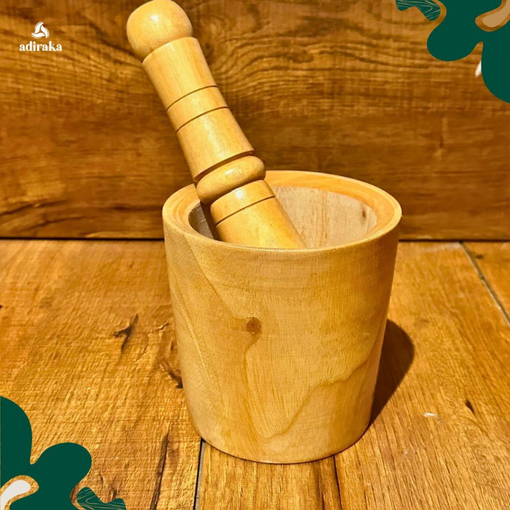 LUMPANG KAYU GELAS (KECIL) + ALU Halu [FREE KARDUS + GIFT] / Alat Tumbuk Tradisional Halus / Penghal