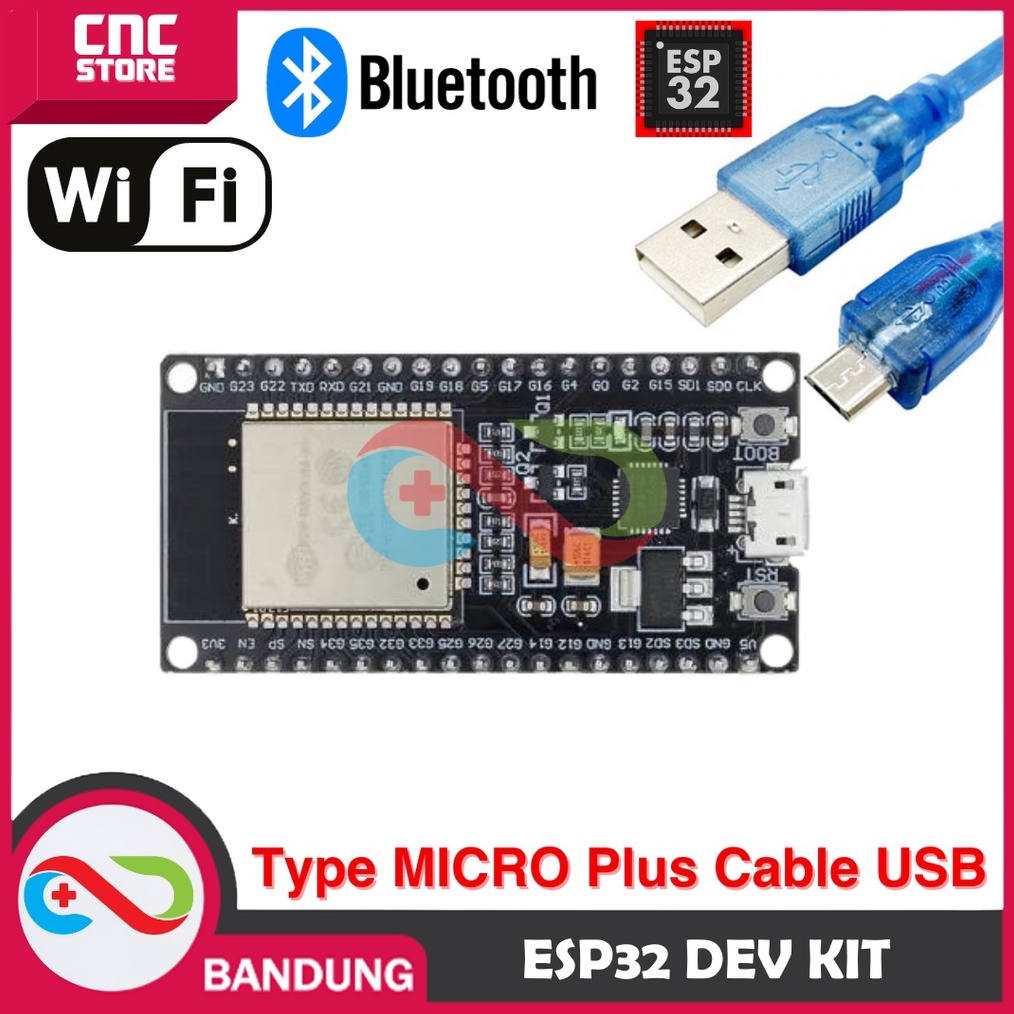 

ART G14H ESP32 ESP32 DOIT WIFI BLUETOOTH IOT ESP32S DEVELOPMENT BOARD 38 PIN PLUS KABEL DATA MICRO