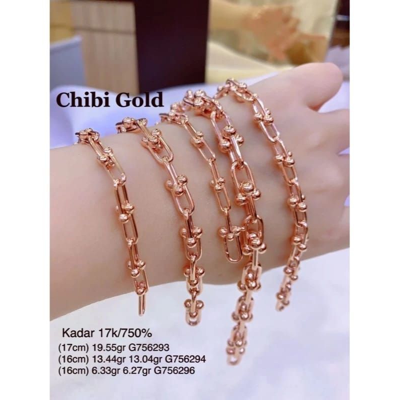 Gelang tangan Ti emas 750 kadar 17k gelang tangan tco emas 750